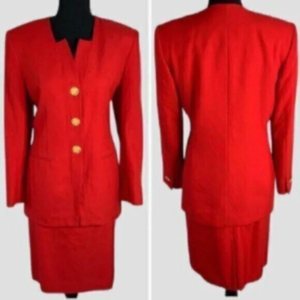 Stirling Cooper Red Vintage Two Piece Skirt Suit Set